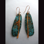 Recycled hammered patinaed copper with copper paddles earrings